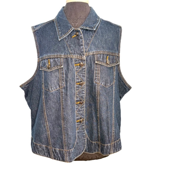 Vintage St. John's Bay Blue Denim Jean Plus Size Vest - Picture 1 of 11